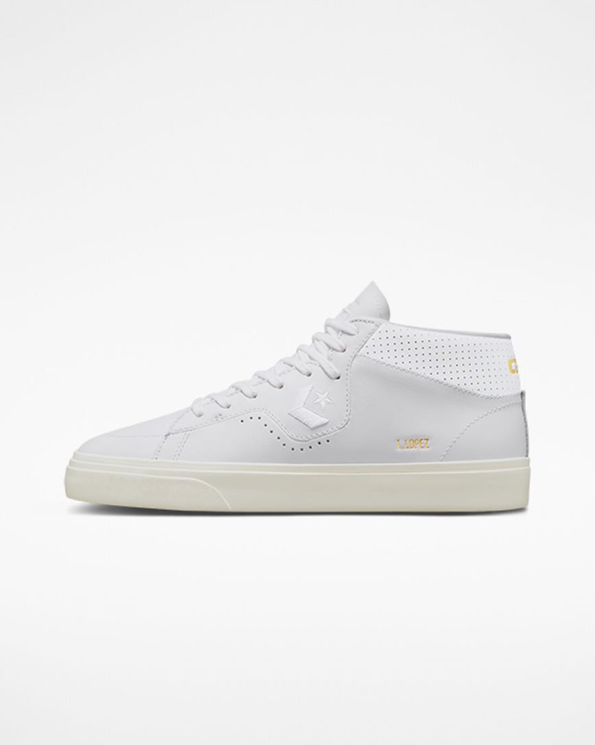 Bascheți Barbati Converse CONS Louie Lopez Pro Mono Piele Albi | RO AFSUO483